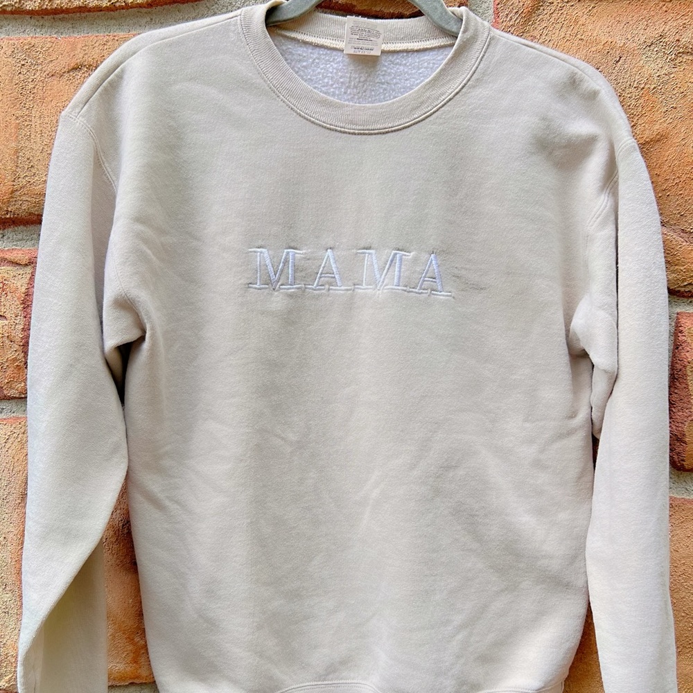 Handmade Custom “MAMA” Cream Sweatshirt